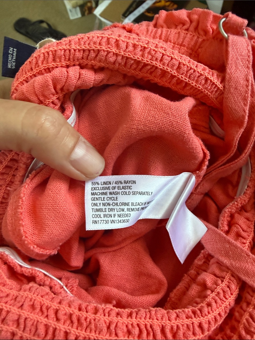 Bright Coral Linen Blend Jumpsuit - Picture 6 of 6